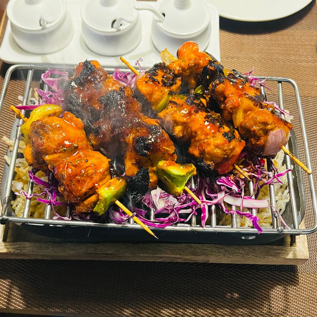 Gourmet dish with herbs